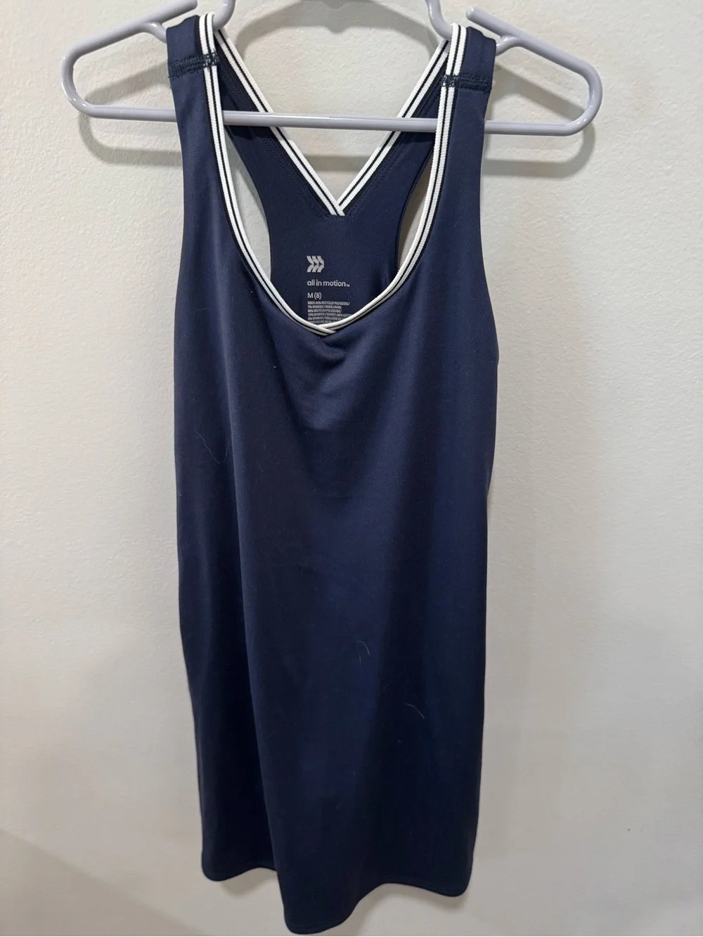 all in motion Navy Athletic Tank Dress with Striped Trim